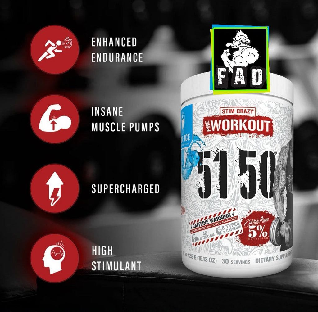 5% 5150 High Stim Pre-Workout Rich Piana 30 Servings