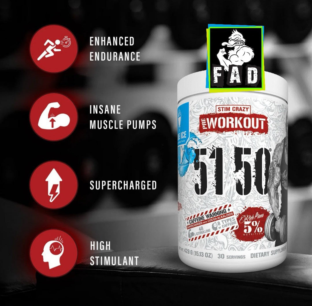 5% 5150 High Stim Pre-Workout Rich Piana 30 Servings