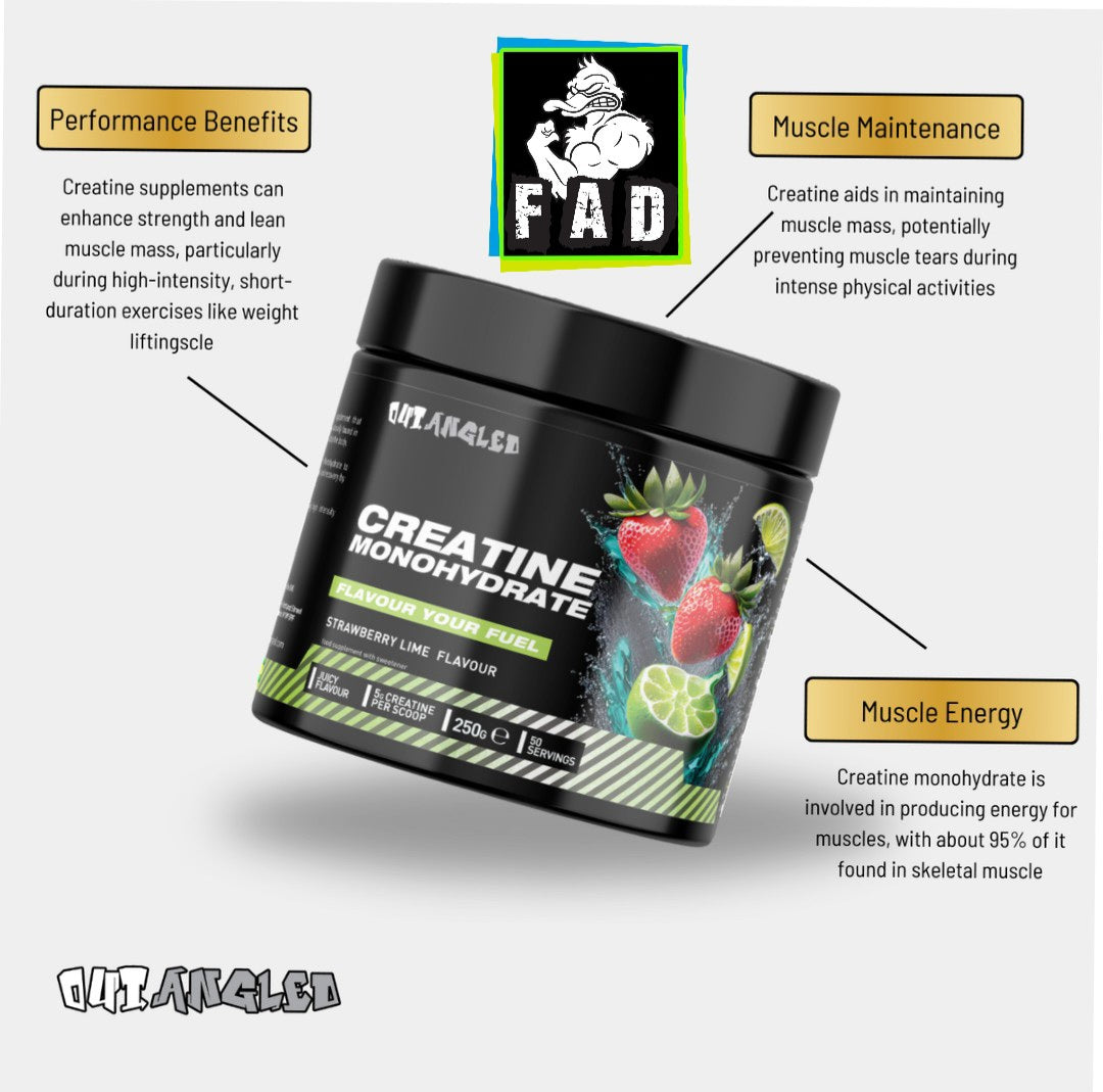 Outangled Creatine Monohydrate 250g 50 Servings Flavoured