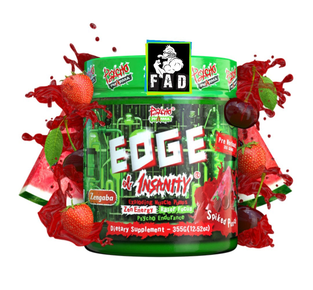 Psycho Pharma Edge Of Insanity Pre-Workout 310g - High Stim,  for Hardcore Lifters & Stim Veterans