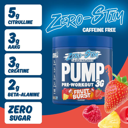 APPLIED NUTRITION PUMP 3G 375g Zero Stim CAFFEINE FREE