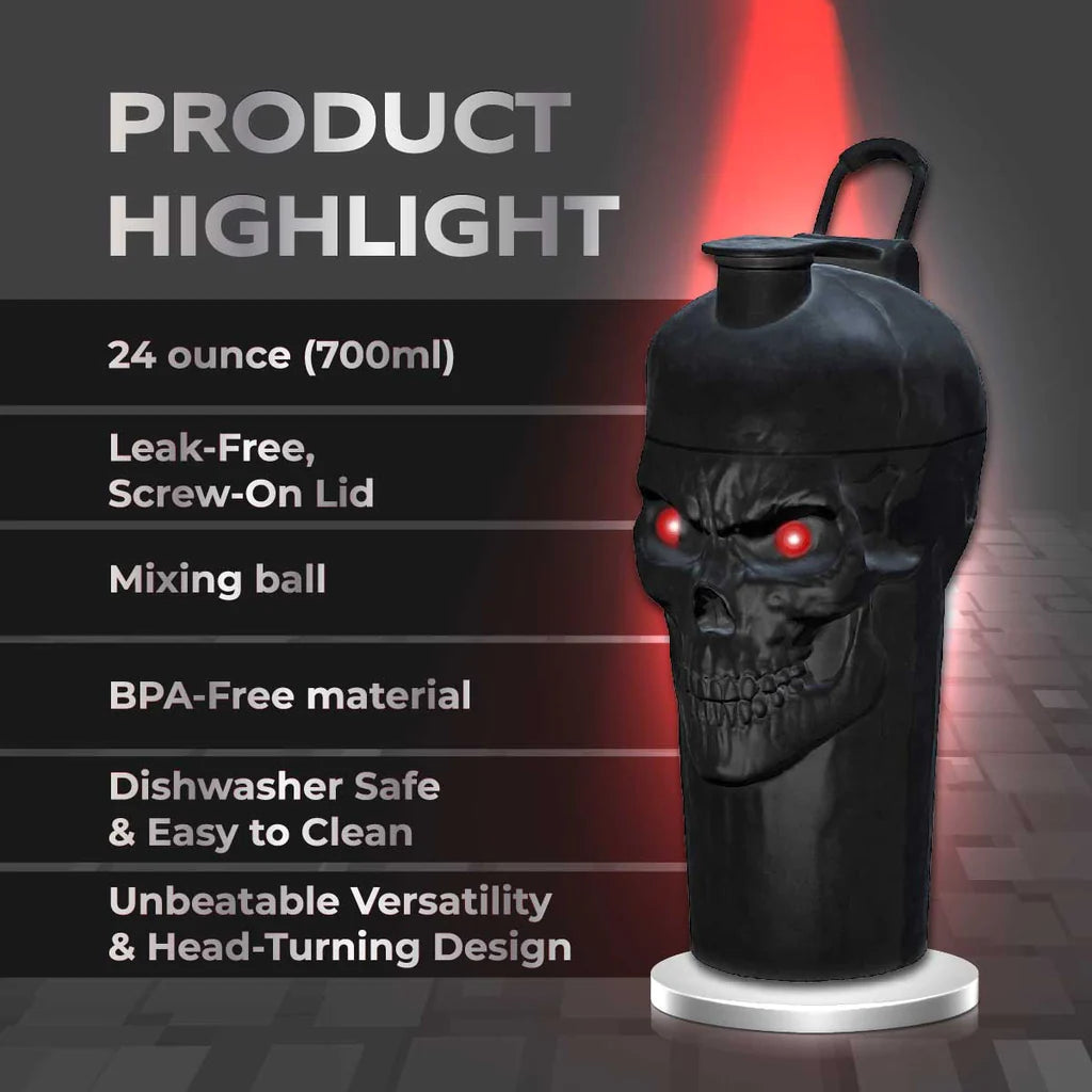 JNX The Curse Skull 700ml Shaker - BPA-Free, Leak-Proof, Dishwasher Safe, Unique Skull Design