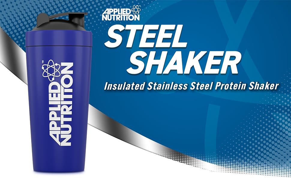Applied Nutrition USN Stainless Steel Shaker - 750ml Blue Shaker Bottle for Smoothies and Protein Drinks