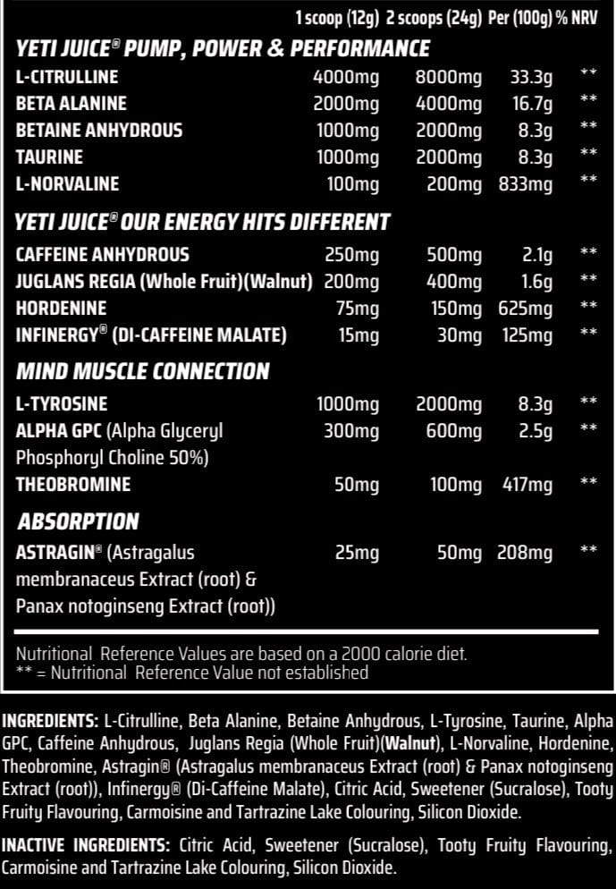 Gorilla Alpha Yeti Juice High Intensity Formula for Energy Focus and Results - 40 Servings, Absolute Energy, Enhanced Focus